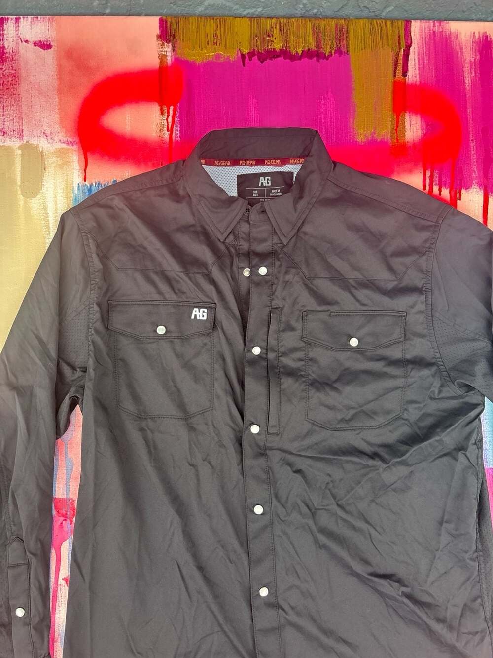 Ag-Gear Stockyard Long Sleeve Performance Shirt Black Size LGT